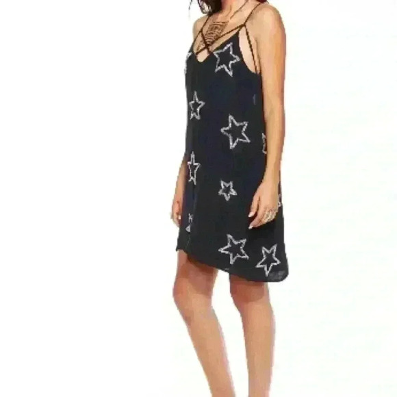 CHASER Beaded Stars Strappy Mini Dress ~ Navy ~ M - Picture 1 of 8
